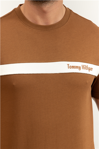 Tommy Hilfiger Loopback Stripe Graphic Tee Erkek Bisiklet Yaka T-Shirt