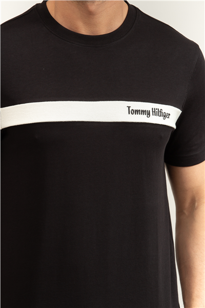 Tommy Hilfiger Loopback Stripe Graphic Tee Erkek Bisiklet Yaka T-Shirt
