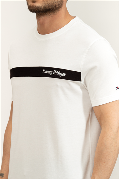 Tommy Hilfiger Loopback Stripe Graphic Tee Erkek Bisiklet Yaka T-Shirt