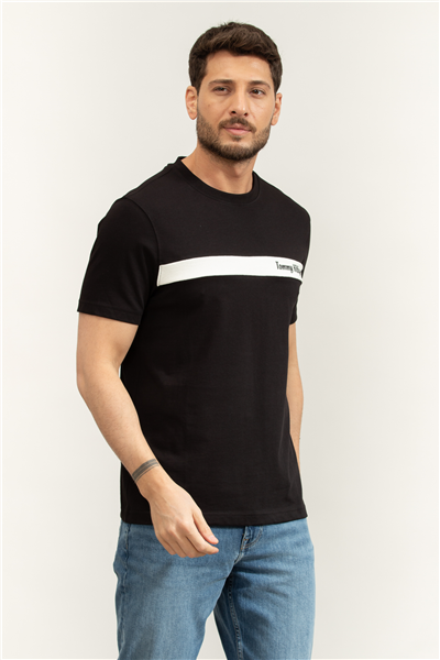 Tommy Hilfiger Loopback Stripe Graphic Tee Erkek Bisiklet Yaka T-Shirt
