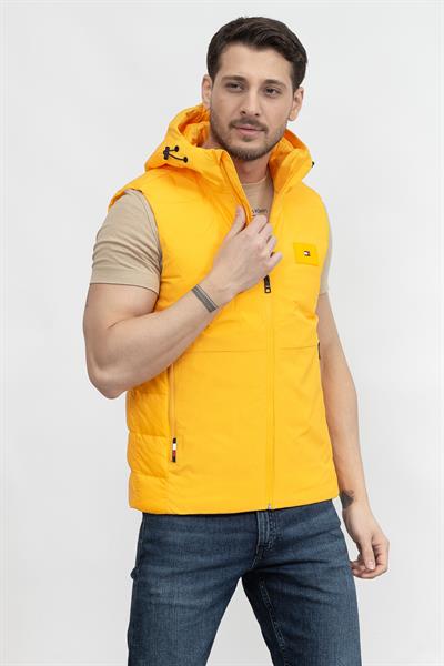 Tommy Hilfiger Mix Media Hooded Vest Erkek Yelek Sarı