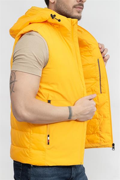 Tommy Hilfiger Mix Media Hooded Vest Erkek Yelek Sarı