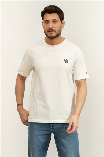 Tommy Hilfiger Modern Athleisure H Badge Tee Erkek Bisiklet Yaka T-Shirt