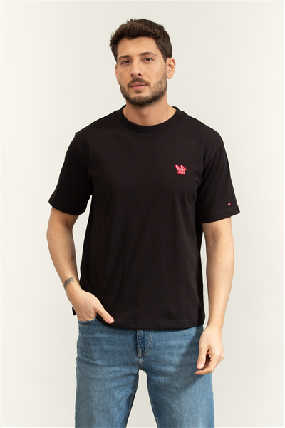 Tommy Hilfiger Modern Athleisure H Badge Tee Erkek Bisiklet Yaka T-Shirt