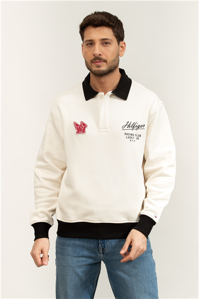 Tommy Hilfiger Modern Athleisure Rugby Collar Erkek Bisiklet Yaka Sweatshirt