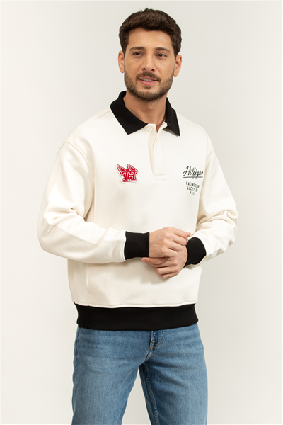 Tommy Hilfiger Modern Athleisure Rugby Collar Erkek Bisiklet Yaka Sweatshirt