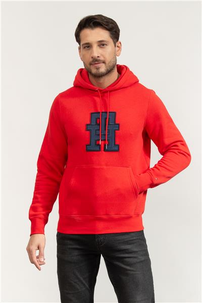 Tommy Hilfiger Monogram Applique Erkek Kapüşonlu Sweatshirt
