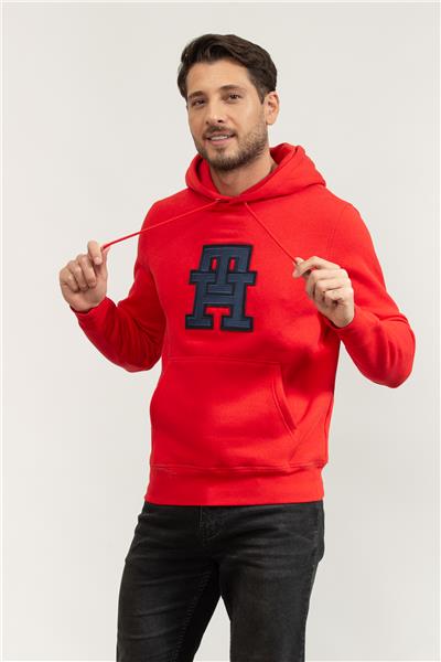 Tommy Hilfiger Monogram Applique Erkek Kapüşonlu Sweatshirt