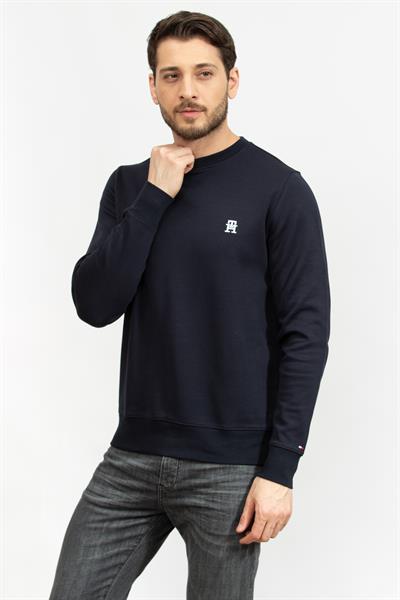 Tommy Hilfiger Monogram Imd Erkek Bisiklet Yaka Sweatshirt Mavi