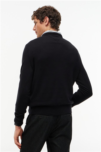 Tommy Hilfiger Pima Org Ctn Cashmere Crew Neck Erkek Triko Siyah