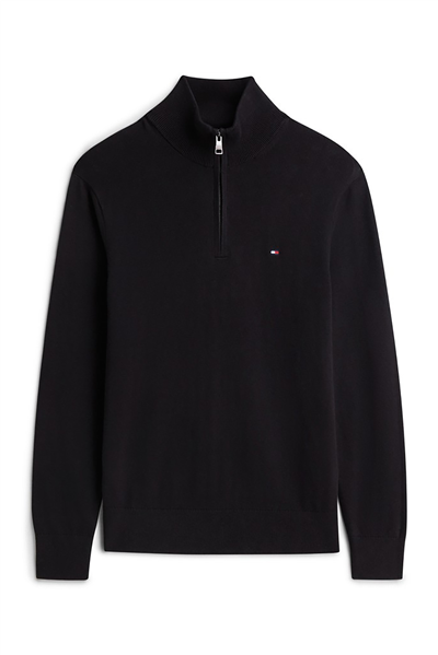 Tommy Hilfiger Pima Org Ctn Cashmere Zip Mock Erkek Triko Siyah
