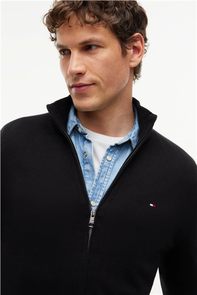 Tommy Hilfiger Pima Org Ctn Cashmere Zip Thru Erkek Hırka Siyah
