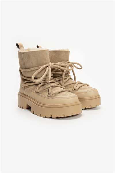 Tommy Hilfiger Real Shearling Laceup Snowboot Kadın Bot