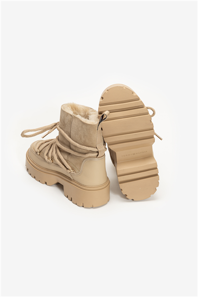 Tommy Hilfiger Real Shearling Laceup Snowboot Kadın Bot