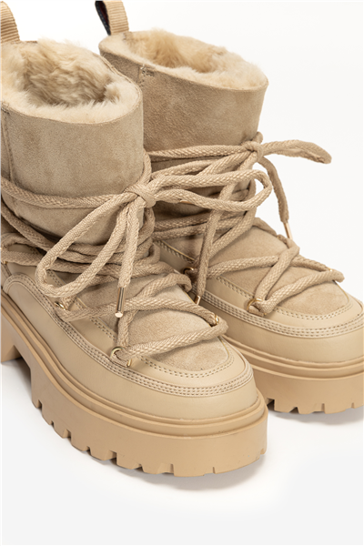 Tommy Hilfiger Real Shearling Laceup Snowboot Kadın Bot