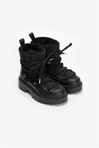Tommy Hilfiger Real Shearling Laceup Snowboot Kadın Bot