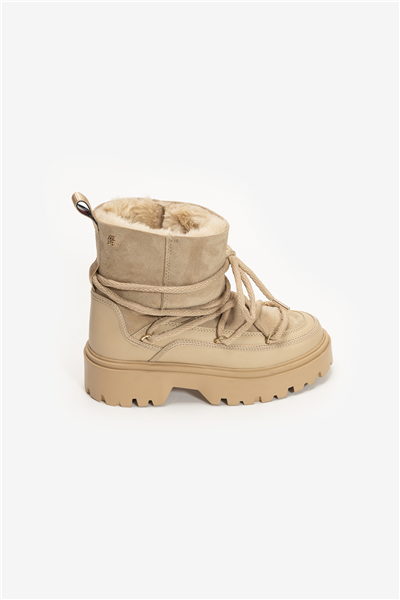 Tommy Hilfiger Real Shearling Laceup Snowboot Kadın Bot