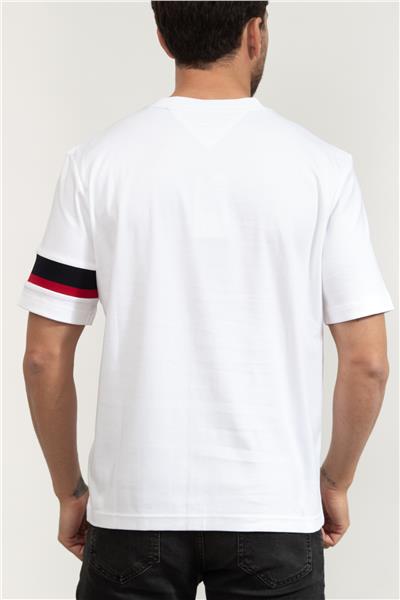 Tommy Hilfiger Rwb Insert Tee Erkek Bisiklet Yaka T-Shirt Beyaz
