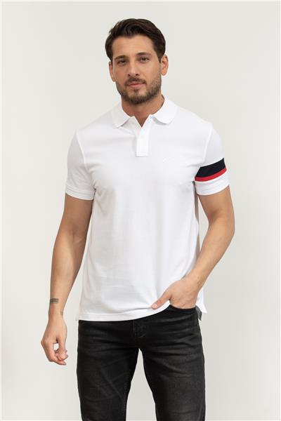 Tommy Hilfiger Rwb Sleeve Tape Reg Erkek Polo Yaka T-Shirt