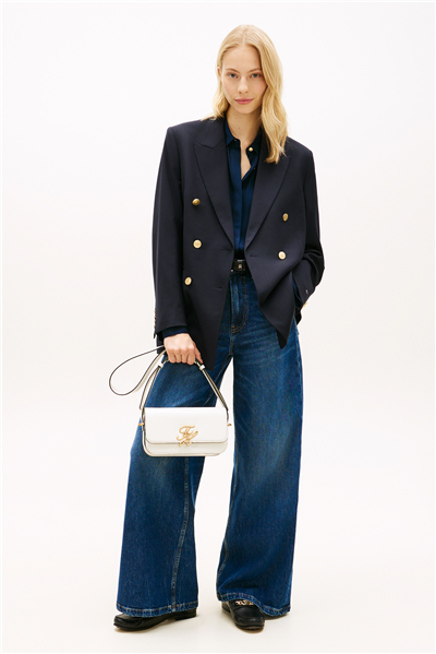 Tommy Hilfiger Script Leather Flap Kadın Mini Omuz Çantası