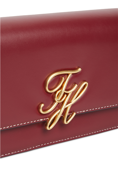 Tommy Hilfiger Script Leather Flap Kadın Mini Omuz Çantası