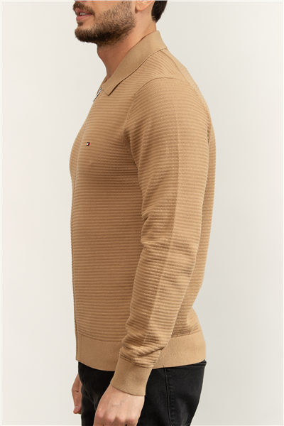 Tommy Hilfiger Seasonal Structure Zip Thru Polo Erkek Polo Yaka Triko