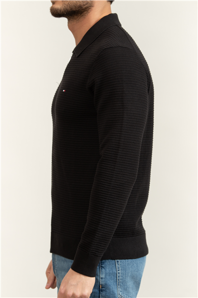 Tommy Hilfiger Seasonal Structure Zip Thru Polo Erkek Polo Yaka Triko