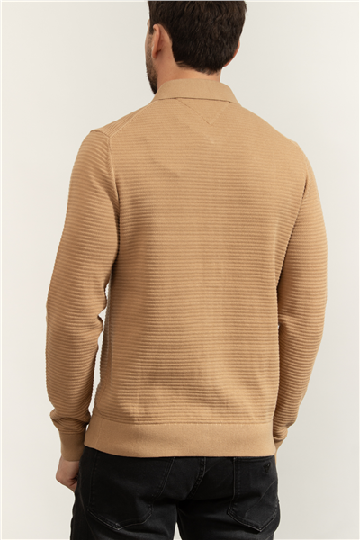 Tommy Hilfiger Seasonal Structure Zip Thru Polo Erkek Polo Yaka Triko