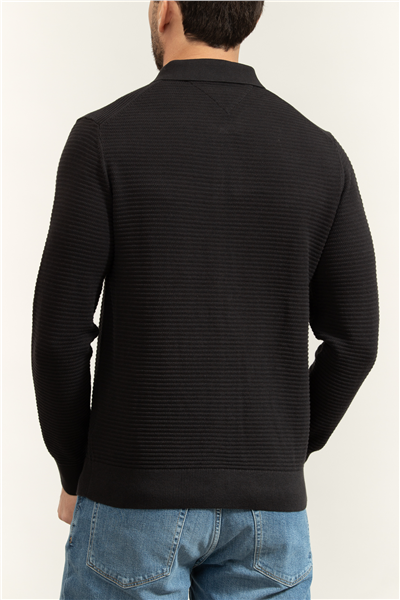 Tommy Hilfiger Seasonal Structure Zip Thru Polo Erkek Polo Yaka Triko