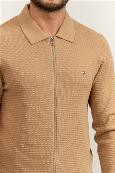 Tommy Hilfiger Seasonal Structure Zip Thru Polo Erkek Polo Yaka Triko