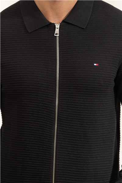 Tommy Hilfiger Seasonal Structure Zip Thru Polo Erkek Polo Yaka Triko