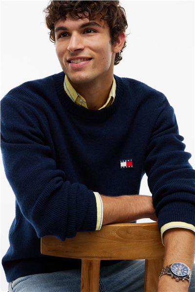 Tommy Hilfiger Tjm Reg Wool Mix Sweater Erkek Triko Mavi