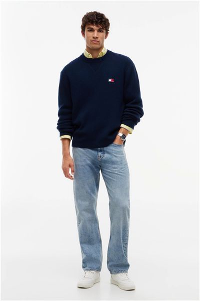 Tommy Hilfiger Tjm Reg Wool Mix Sweater Erkek Triko Mavi