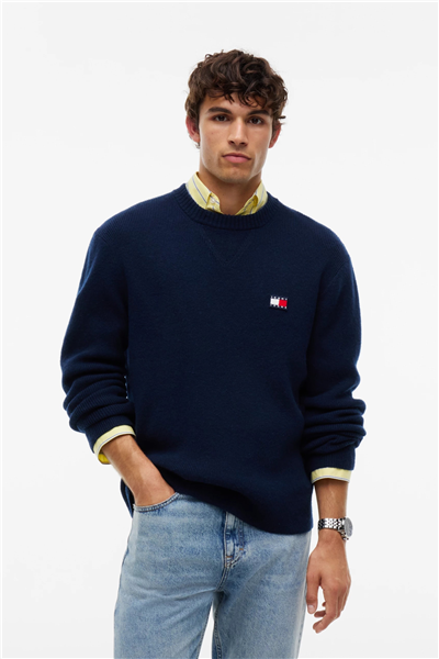 Tommy Hilfiger Tjm Reg Wool Mix Sweater Erkek Triko Mavi