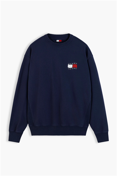 Tommy Hilfiger Tjm Rlx Wavy Flag Erkek Bisiklet Yaka Sweatshirt Mavi
