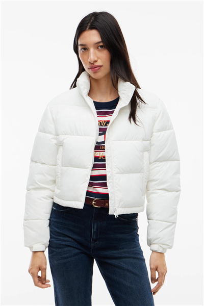 Tommy Hilfiger Tjw Flag Back Crop Ess Puffer Kadın Şişme Mont Beyaz