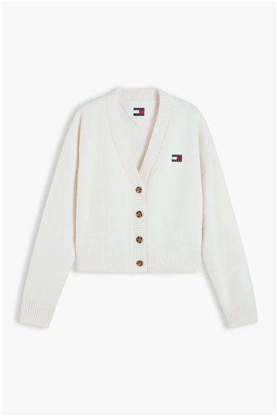 Tommy Hilfiger Tjw Fluffy Badge Cardigan Ext Kadın Triko Beyaz