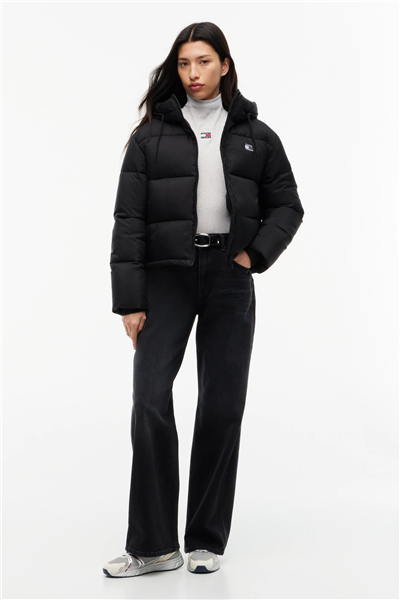 Tommy Hilfiger Tjw Hooded Puffer Jacket Kadın Şişme Mont Siyah
