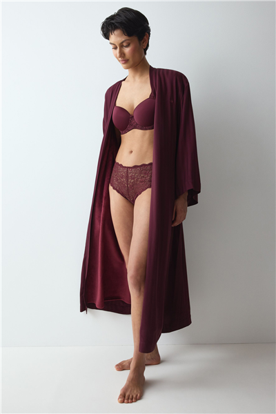Triumph Amourette Jacquard Long Robe Kadın Sabahlık Bordo