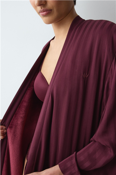 Triumph Amourette Jacquard Long Robe Kadın Sabahlık Bordo