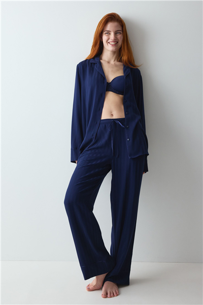 Triumph Amourette Jacquard PW Kadın Pijama Takımı Lacivert