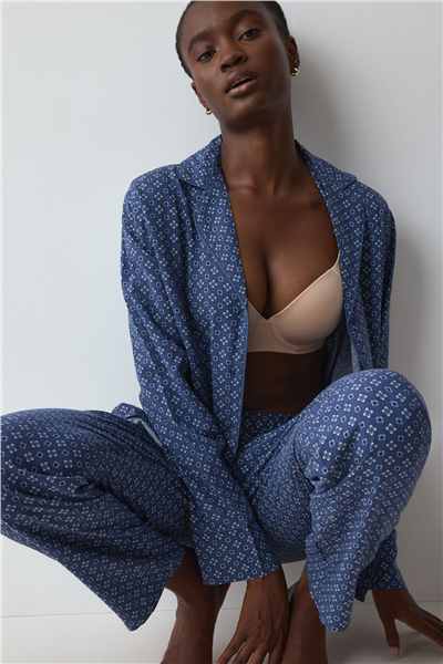Triumph Boyfriend Fit PW 03 Kadın Pijama Takımı Mavi