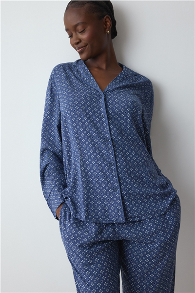 Triumph Boyfriend Fit PW 03 Kadın Pijama Takımı Mavi