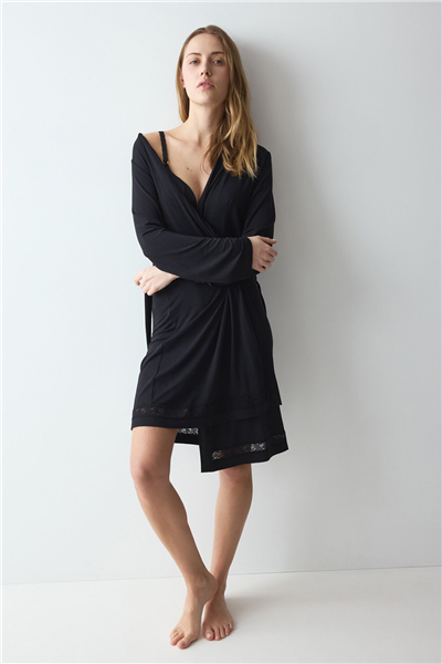 Triumph Comfort Allure Robe Kadın Sabahlık Siyah