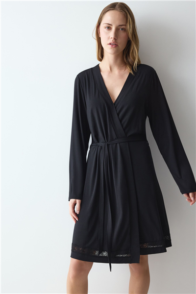 Triumph Comfort Allure Robe Kadın Sabahlık Siyah