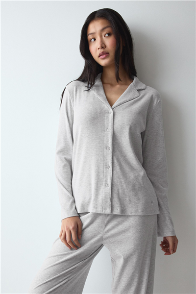 Triumph Mix & Match LSL Top BF Soft Kadın Pijama Üstü Gri