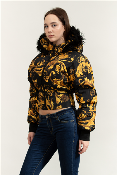 Versace Jeans Couture 50D Printed Porcelain Baroque Kadın Şişme Mont