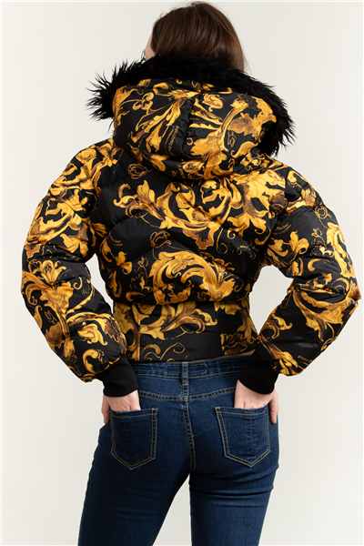 Versace Jeans Couture 50D Printed Porcelain Baroque Kadın Şişme Mont