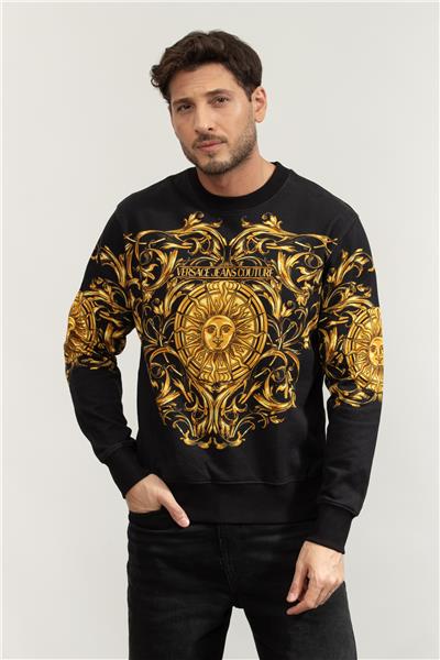 Versace Jeans Couture 72Up302 Panel P. Baroque Sun Erkek Bisiklet Yaka Sweatshirt