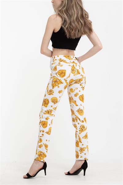 Versace Jeans Couture  Bull Print Gioielli Desenli Skinny Kadın  Pantolon